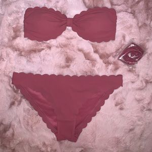 H&M Pink Strapless Scalloped Bikini